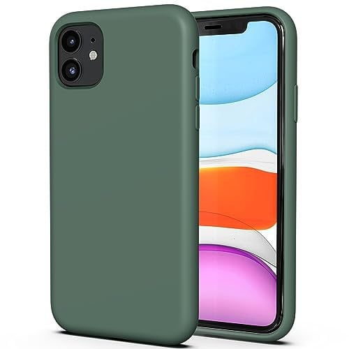 TAXXOE Silicone Case with iPhone 11 Case Soft Ultra Slim Protective Shockproof Liquid Silicone Phone Case,Anti-Scratch Microfiber Lining,6.1 inch-Cangling Green