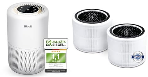 LEVOIT Luftreiniger HEPA Filter für Allergiker & 2Pack Ersatzfilter für Luftreiniger Core 200S, Echter HEPA-filter, Weiß,35㎡