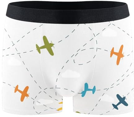FRODOTGV Bunte Flugzeuge Boxershorts, Herren-Unterwäsche, feuchtigkeitsableitend, Bambus, athletische Unterwäsche, Bunte Flugzeuge, Small