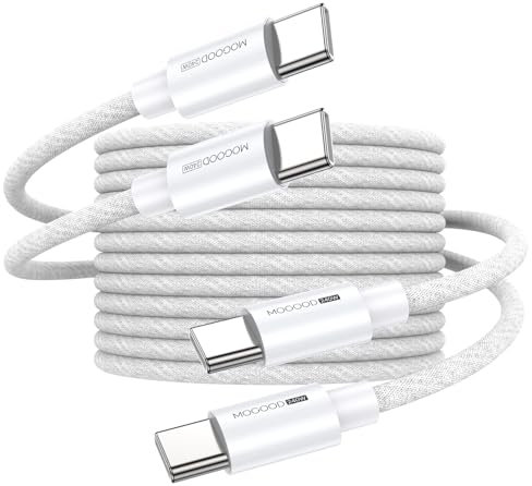 MOGOOD 240W USB C Cable 1M Fast Charging USB C to C Charge Cable, Type C Charge Cable for iPhone 15/Pro/Plus/Pro Max, MacBook, iPad Pro/Air/Mini, Samsung S23/S22(2Pack/White)