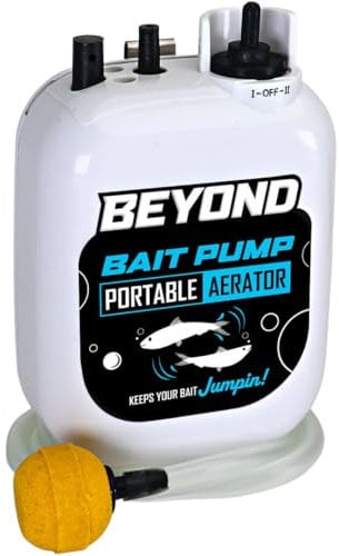 Beyond Bait Pump Portable Live Bait Aerator - Long Lasting Battery Powered Bubbler -Water Resistant Design- XL Air Stone Keep Your Bait Alive Longer