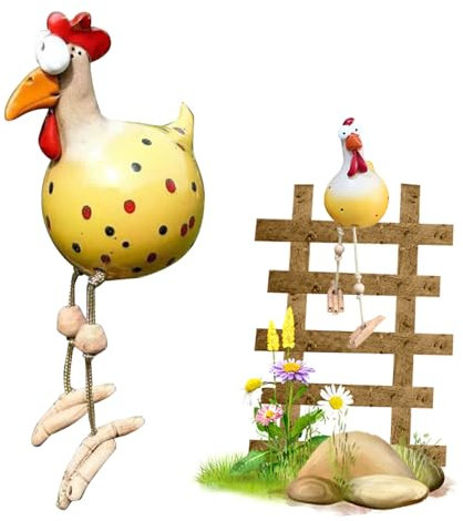 YDYSAA Keramik Huhn Tierfigur Gartenstecker Huhn gartenstecker Keramik Figur Harz und Keramik hahn deko Harz Huhn Gartendeko für Gartenhof, Balkondekoration, Zimmer und Schlafzimmerdekoration