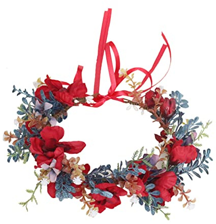 Roter Blumenhaarkranz für Mädchen, Seide und Eisen | Performances und Beauty Pageants, mit Pp und Ribbon Details, Elegant Geformt