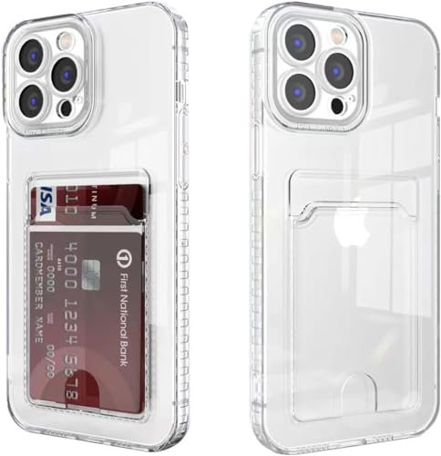 Xerial pour iPhone 14 Pro Max Coque avec Porte-Carte, Transparent Silicone TPU étui de téléphone, Ultra Mince, Souple, Antichoc Housse de Protection,Bumper Cover