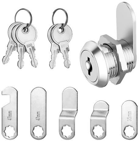 Serratura per Armadietto 16mm, Serratura Cassetta Postale con 5 Diverse Piastre di Serratura e 5 Chiavi, Sicurezza Serratura per Cassetta delle Lettere per Posta, Porte, Ante di Mobili