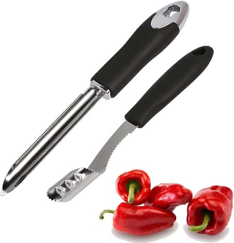2 Pcs Chili Pepper Corer Stainless Steel Seed Remover Tool for Fruits and Vegetables Durable and Easy to Use Core Removing Design Efficient Kitchen Gadget