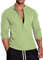 Muscle Cmdr Men's Waffle Henley Shirts Long Sleeve T-Shirt Stylish Casual 5 Buton Placket Thermal Underwear Green 2XL