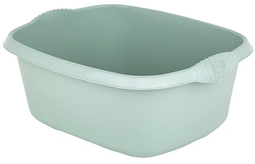 12L Washing Up Bowl Plastic Kitchen Basin Sink Mixing Cutlery Tidy Rectangular (Silver Sage)