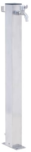 Gecheer Colonna d'Acqua da Giardino,Fontana da Giardino,Fontana Rettangolare,con Rubinetto e Raccordo Resistente a UV e Gelo,Doccia per Animali,Irrigazione Giardino,100 cm Acciaio Inox Quadrato