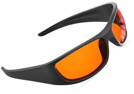 Bloomoak 99% Blaulicht-blockierende Brille, Nachtschlafbrille, Gaming-Brille,Umlaufende Blöcke oben, seitlich, vorne, Lichter,Für Computer, Tablets, Telefone