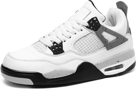 Sixfox Herren Sportschuhe Große Größe Sportschuhe Herren Basketballschuhe Mode Sport Basketballschuhe Retro Schuhe Sneaker Weiß41