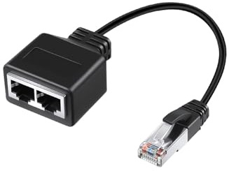 Ethernet Splitter 1 to 2, RJ45 1000Mbps Ethernet Switch 2 Port LAN High Speed Gigabit Network Splitter Adapter, Male to Dual Female Internet Connector for Cat5/5e/6/7/8 Cable Router Computer Hub