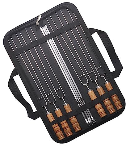 Yardenfun Brochetas Para Barbacoa De Acero Inoxidable Pinchos Morunos Con Mango Ergonómico y Bolsa De Almacenamiento