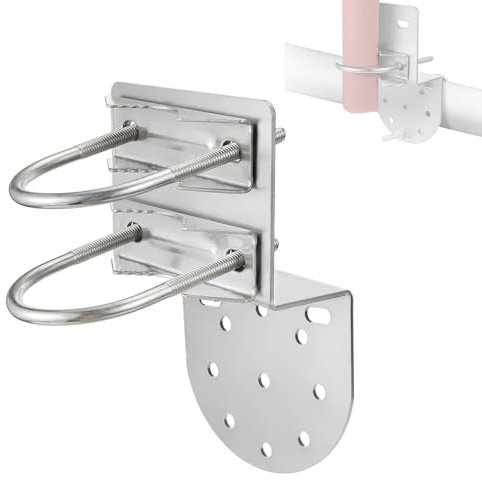 SUPAWAY Aerial Mast Clamp Bracket with U Bolt, Anti Rust Aerial Mast Holder, Antenna Mast Mounting Brackets for 25-50mm Diameter for Outdoor 4G LTE Antenna, Amateur Radio Antenna, DVBT Antenna
