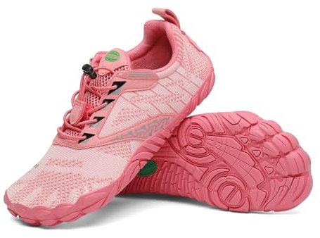 SAGUARO Barfußschuhe Herren Barfuss Schuhe Damen Barfussschuhe Zehenschuhe Outdoor & Indoor Fitnessschuhe rutschfest Traillaufschuhe Barefoot Shoes mit Zero-Drop Solhe Lachsrosa,Gr.40