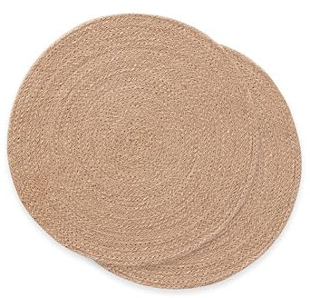 Tischsets, rund, Jute, natürlich, handgefertigt, 38 x 38 cm, 2 Stück