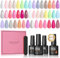 PEACECOLOR 25PCS Vernis Semi Permanent Lot, 22 Couleurs Soak Off UV/LED Vernis Semi Permanent Pastel Vert Rose Violet Bleu Macaron Pourpre avec Base Coat &Top Coat Nail Art