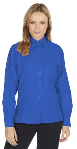 Ladies Long Sleeve Tailored Poplin Shirt Adults Work Wear Styled Business Soft Collar Buttumned Formal Smart Womens Blouse (Royal, 16)