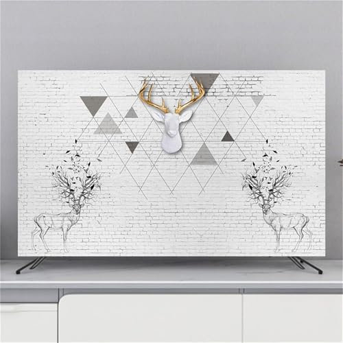 Hixingo TV Schutzhülle für Den, Hülle Bezug Staubschutz für Fernsehen Und Monitor, Moden TV-Abdeckung mit Hirsche Drucken, Fernsehschutz Für Zuhause Innenbereich 32 bis 80 Zoll (Wand,70)