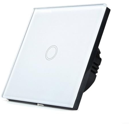 HOHOVYVY Interruptor de luz táctil, interruptor táctil individual para bombillas LED/bombillas, interruptor de luz de 1 vía con placa de cristal (blanco)