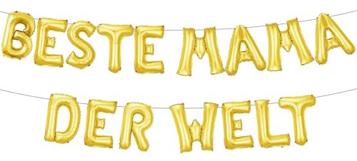 Muttertag Deko Folienballons, Happy Mother's Day Ballon, 16 Zoll Beste Mama Der Welt Girlande Ballon, Goldene Buchstaben Luftballons Banner, Muttertagsgeschenke für Mama Geburtstag Deko