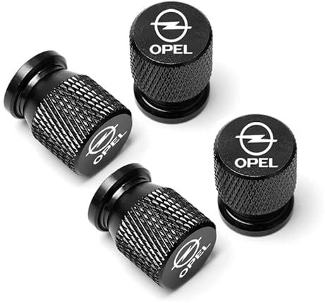 Ventilkappen Auto für Opel Karl, 4 Stück Alu Ventilkappen Korrosionsbeständig Reifenventilkappen Ventildeckel mit Dichtung,Black