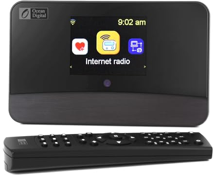 Ocean Digital WR-03M Internet Radio Receiver (No Built-in Speaker) with Bluetooth, FM, Wi-Fi, LAN, Optical & Line Out, UPnP/DLNA Streaming, Alarm Clock, Podcasts HiFi Component for Home Audio System