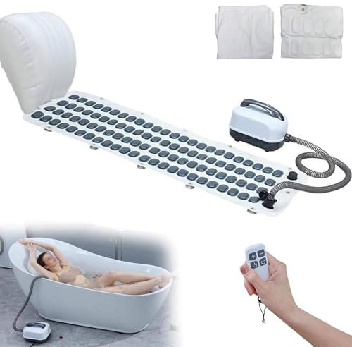 YLANMEI Tapis de Bain Wave Mat, Tapis de Bain Wave Mat, Coussin de Massage à Bulles électrique, avec Jet à Bulles pour apaiser Les Muscles, Maintenir la Chaleur, Pompe à air électrique