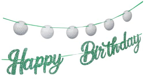 Mobestech 2 Satz Golf Geburtstag Banner Wiederverwendbar Leuchtend Grünes Golfball Wimpelgirlande Wetterfeste Golf Cart Flagge Vielseitige Partydeko für Indoor und Outdoor Golfer Feier
