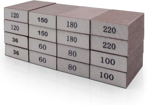 Sanding Block - 16PCS Wet and Dry Sandpaper Hard Sanding Sponges, 36/60/80/100/120/150/180/220 Grits Sanding Blocks, Suitable for Wood, Metal, Wall Polishing, and Handcraft Sanding Accessories