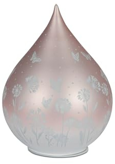 formano LED Deko Tropfen Glasleuchte Pastell Rosa 15 cm Mattes Farbglas Blumen Dekor Timer 6h/18h - Batteriebetrieb 3X AA - stimmungsvolles Ambientelicht für Tisch, Fensterbank & Regal