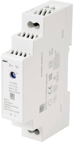 TRU COMPONENTS TC-13713360 Hutschienen-Netzteil (DIN-Rail) Verbrauch (Standby) 0.3 W 5 V/DC 2.4 A 12 W Anzahl Ausgänge: