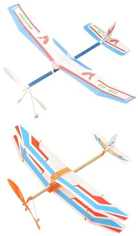Verbpupl 2 Stück Gummiband Flugzeug, Flugzeug Modell Gummimotor Gleiter, Segelflugzeug Gummimotor Antrieb, Für Kinder, Erwachsene, Schüler, Outdoor