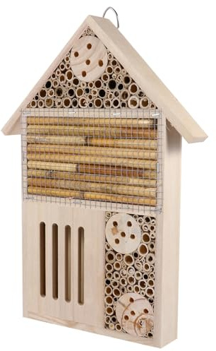 ibasenice Bienenhaus mit Einzigartigem Design und Gemütlichem Nestkasten Insektenhotel als Gartendekoration für Bienen und Wildinsekten im Garten