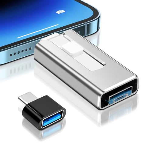 USB Stick für i-Phone 128GB,4-in-1 USB Stick mit Lightnning-Port, USB, USB-C, Micro-USB-Port, USB 3.0 Speicherstick für iPhone/iPad/Android-Handy/Laptop/PC, ohne App(Silber)
