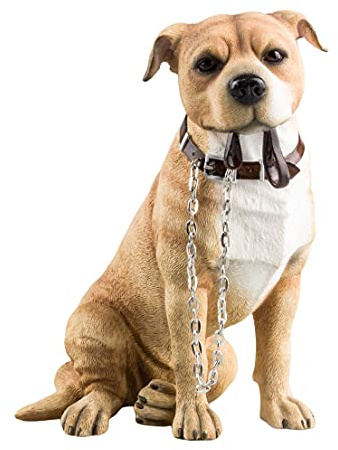 The Leonardo Collection Walkies Range Dekofigur Staffordshire Bullterrier, Kunstharz, hautfarben, 19 x 13 x 8cm