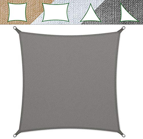 casa pura Sonnensegel für Garten, Terrasse & Balkon - wetterbeständig, UV-stabilisiert & atmungsaktiv - Sonnenschutz - Farbe Grau, quadratisch 3x3m