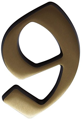 Alpertec Hausnummer 9 Bronze satiniert inklusive Schrauben und Dübeln, Höhe 120 mm, 35160090K1
