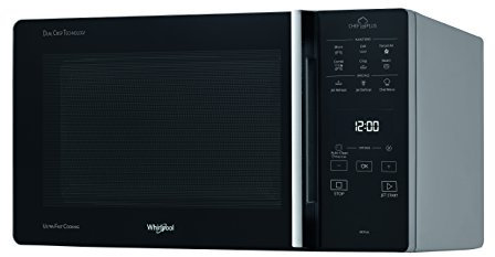 Whirlpool MCP 349 SL Forno a Microonde Chef Plus termoventilato combinato, 25 Litri, Argento, con steamer, griglia alta, griglia bassa e piatto Crisp + maniglia