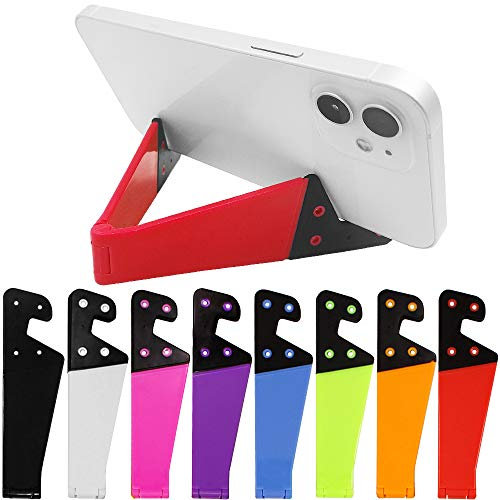 8 PCS Universal Pocket-sized Colorful Portable Foldable V model Mobile Phone Holder, SourceTon Desktop Stand Mount Holder Cradle for iPads,Tablets,E-readers,Cellphones, Kindles, Pack of 8,Multi-color