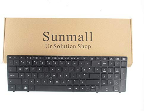 SUNMALL Keyboard Replacement Compatible with HP Elitebook 8560P 8570P Probook 6560B 6565B 6567B 6570B 6575B Series with Pointer No Backlight (Black Frame)