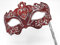 LADIES SPARKLING RED & SILVER RIALTO VENETIAN MASQUERADE CARNIVAL PARTY EYE HAND HELD MASK ON A STICK