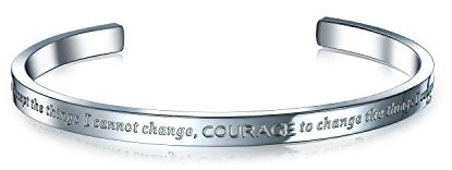 Bling Jewelry Unisex Inspirierende Botschaft Zitierbares Religiöses Mantra Stapelbares Gelassenheitsgebet Armreif Für Männer Frauen Edelstahl