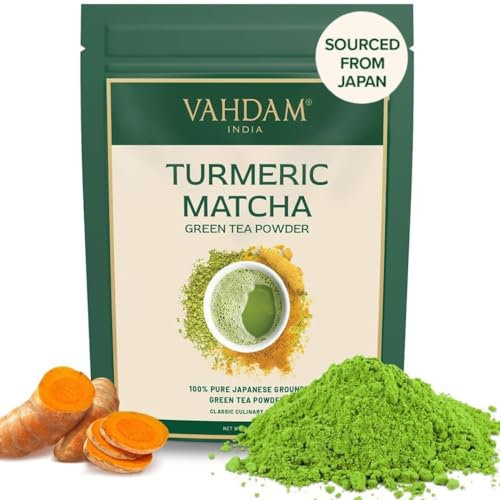VAHDAM Japanese Turmeric Matcha Green Tea (100g) - Premium Powder With Curcumin | Delicious Matcha Latte | Vegan