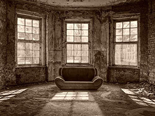 Vlies Tapete Poster XXL Fototapete 3D Lost Place Halle Saal Farbe sepia, Größe 300 x 150 cm