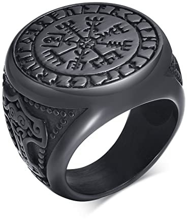 VNOX Siegelring mit Siegel von Luzifer, Siegel, Satan-Symbol, für Männer und Jungen, Talisman-Amulett-Schmuck, Edelstahl