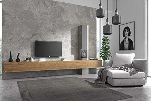 Wuun Somero Vitrine 360cm (Board:Eiche/Eiche, Vitrine:Grau-Matt/Grau-Hochglanz)