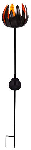 NÄVE Solar Gartenleuchte Blume schwarz - LED Gartenbeleuchtung Solar 90 x 15 cm mit integrierten Akku - Gartenleuchte warmweiß aus Metall & Kunststoff ideal für aussen