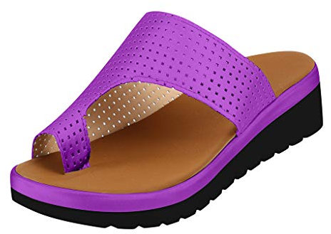 Sandalen Frauen Dick Bottomed Sandale Schuhe Wedge Heel Clip Toe Summer Beach Schuhe (43,Lila)