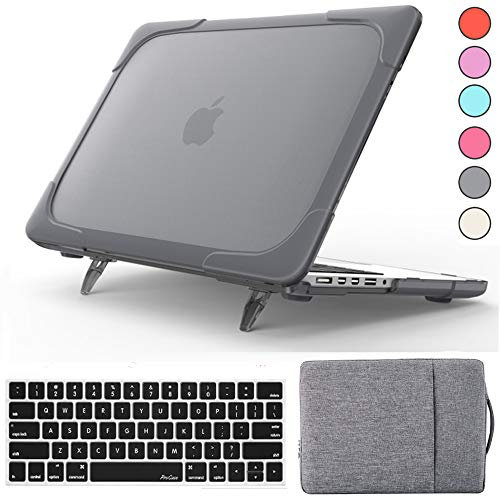 QYiD Funda para MacBook Pro 13 Retina A1502 & A1425, Heavy Duty Rígido Cáscara con Cubierta de Teclado & Cubierta de Teclado, Bolsa Sleeve para MacBook Pro 13 con Retina Display(2012-2015), Gris